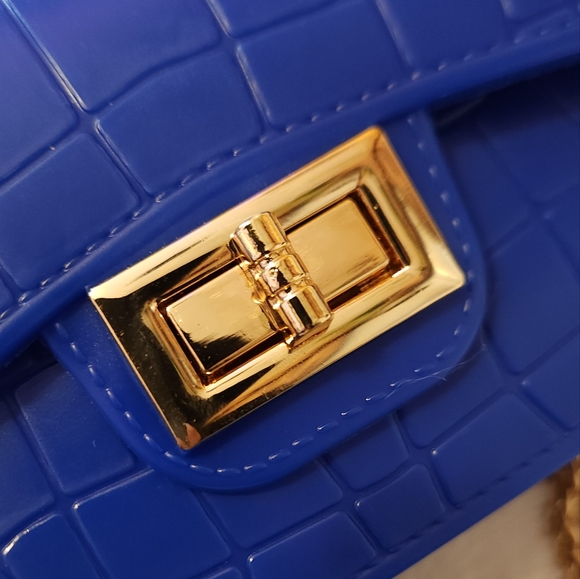 [NWOT] Cobalt Blue PVC Crossbody/Shoulder Bag - Picture 3 of 7